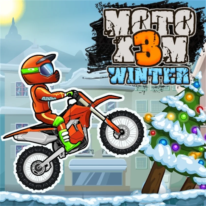 Moto X3M Winter — free online game screenshot and gameplay preview